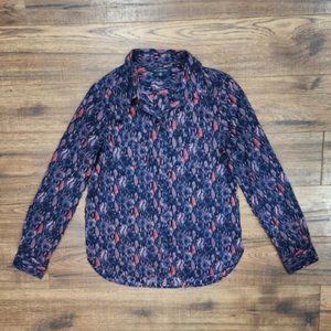 Long Sleeve Snake Print Button Down Blouse Size Medium